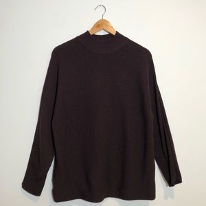 Dark purple ribbed mock turtle neck